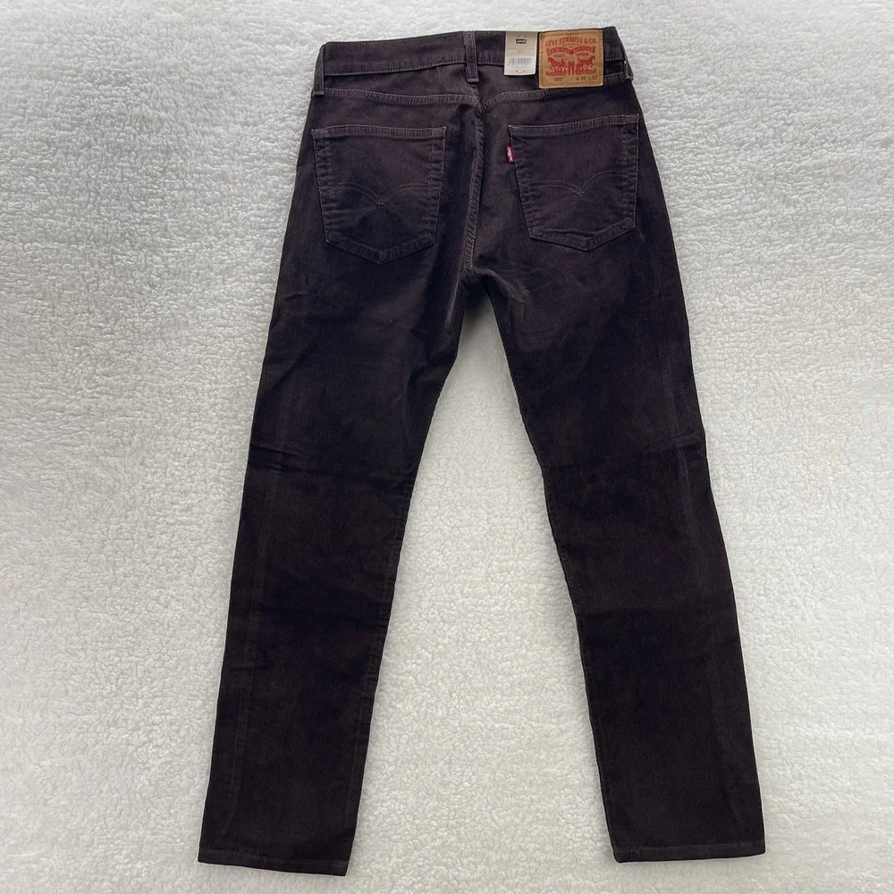Levis Pants Mens 30x32 Brown 505 Corduroy Pinwale Regular Fit Straight Preppy